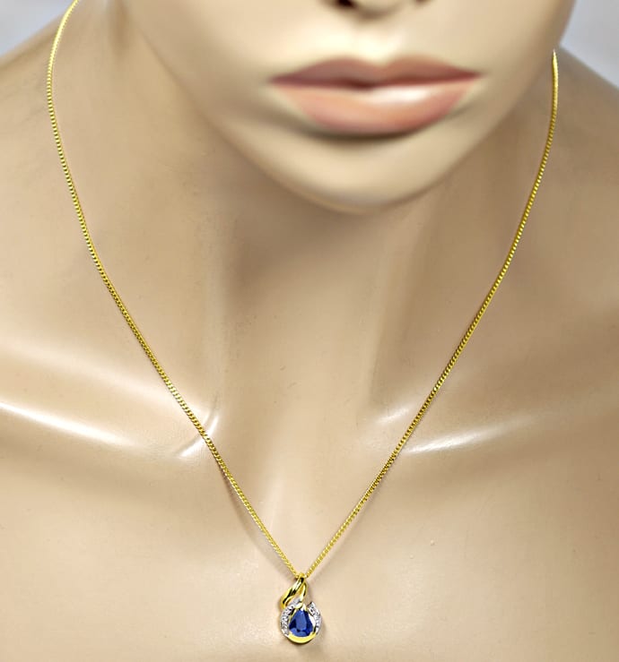 Foto 3 - Saphir-Goldcollier mit lupenreinen Diamanten, R1757