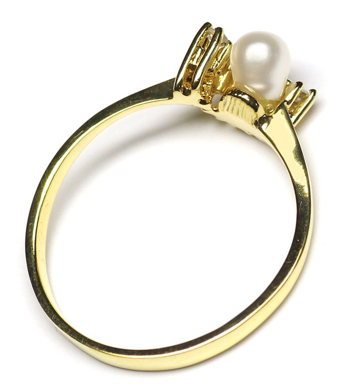 Foto 3 - Bezaubernder Diamanten-Ring mit Perle in 585er Gelbgold, R8467