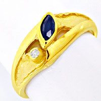 Foto 1 - Moderner Gelbgold-Ring mit Safir im Navette Schliff 14K, S0349