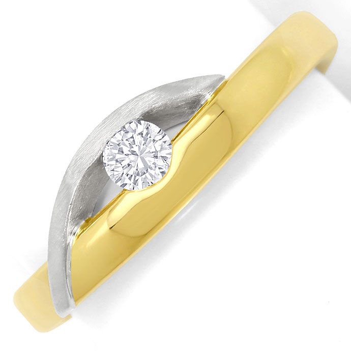 Foto 2 - Design-Ring mit 0,25ct Brillant 18K Gelbgold und Platin, S3596
