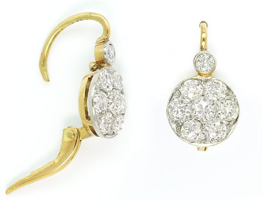 Foto 1 - Super 1,47ct antike Diamant-Ohrringe Gelbgold-Weißgold, S4979